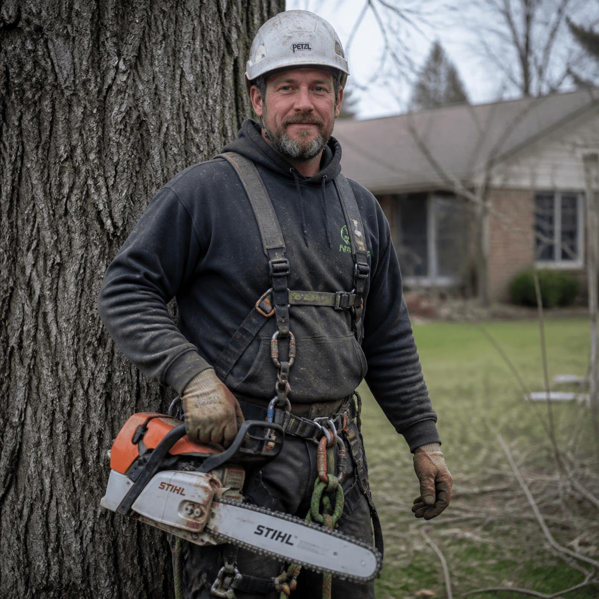 Jason Lewis, founder of Diversified Tree Service LLC, on a residential job site