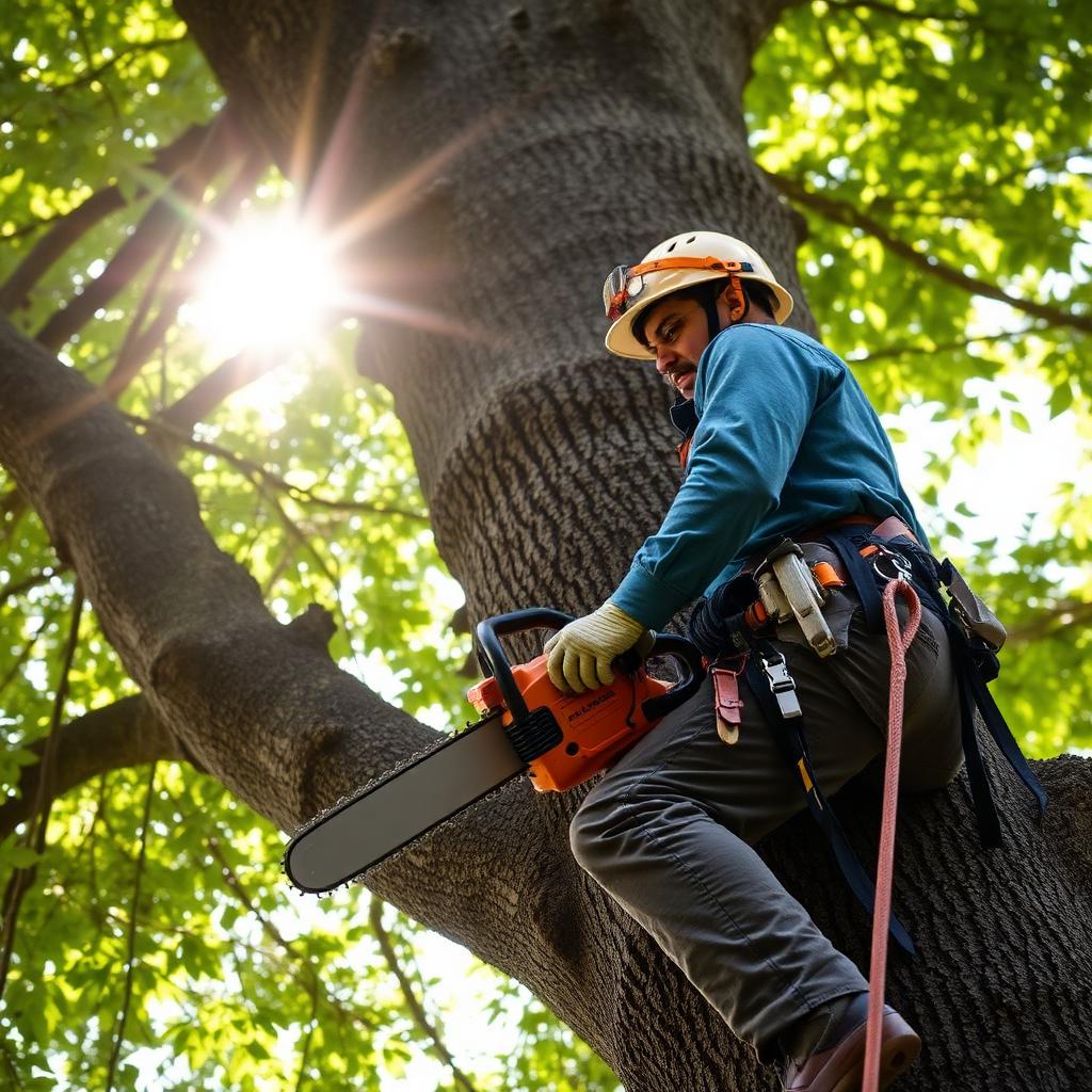 Certified arborist crew with rigging gear in Grand Rapids MI