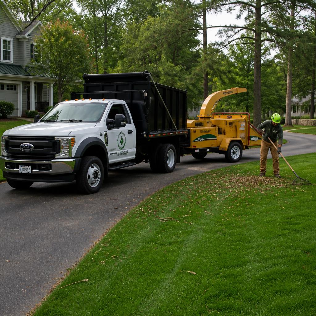 Complete debris cleanup after tree removal in Grand Rapids MI yard